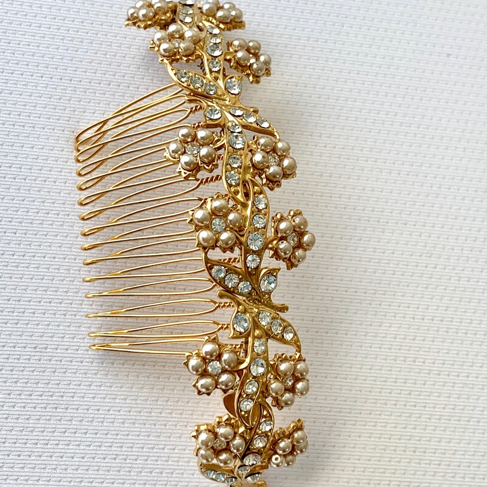 custom rhinestone pearl wedding hair accessory - Picture 2 of 15